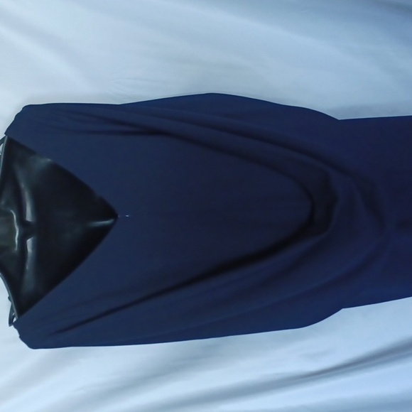 NWT Betsey & Adam Cape Sleeve Crepe Sheath Dress in Navy 14 - Picture 6 of 8